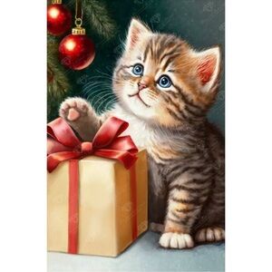 Meowy Christmas Diamond Art Club Painting